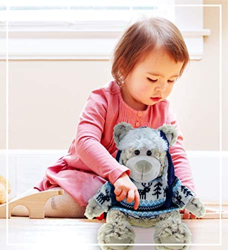 DolliBu Plush Polar Bear - 9 Inch Huggable Bear with Hat Sweater