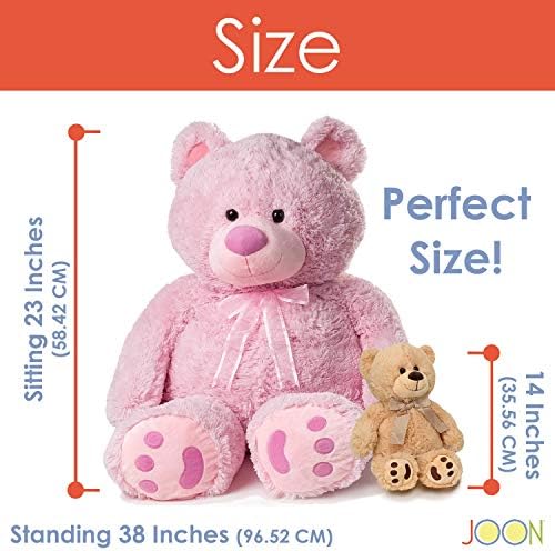 JOON 38 Inch Pink Teddy Bear with Ribbon and Bow