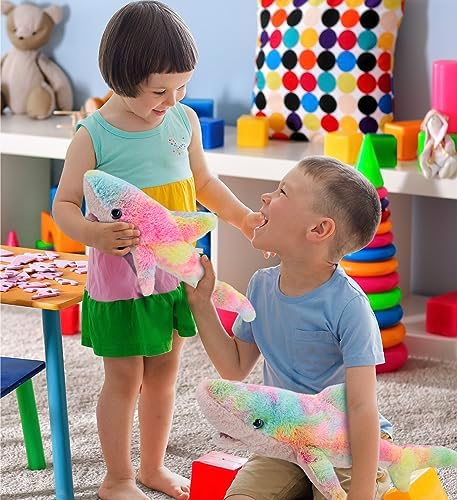 DolliBu Rainbow Plush Shark Stuffed Toys 2 Pack