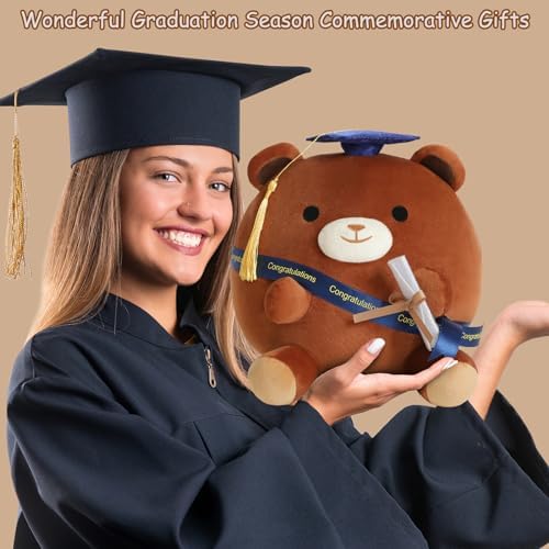 Brown Bear Plushie with Cap and Diploma 10 Inch
