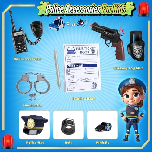 YADIYA Police Costume Set for Kids 3-12