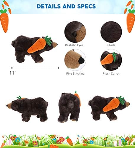 DolliBu Happy Easter Soft Plush Black Bear with Carrot