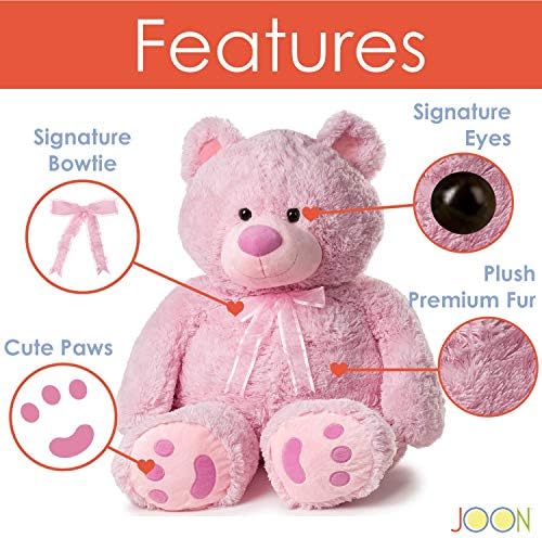 JOON 38 Inch Pink Teddy Bear with Ribbon and Bow