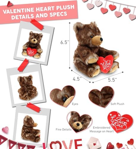 DolliBu I Love You Valentine Plush Grizzly Bear - 55 Inches