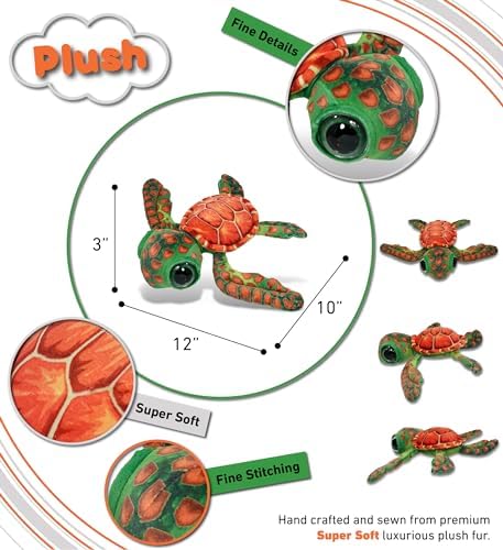 DolliBu Orange Sea Turtle Soft Plush Stuffed Animal