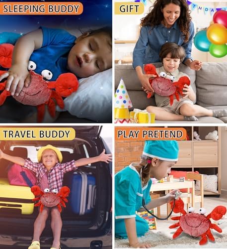 DolliBu Red Crab Plush Toy - 12 Inches Soft Stuffed Animal
