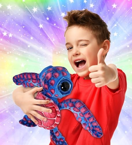 DolliBu Pink Sea Turtle Plush Stuffed Animal 10 Inches