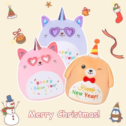 SQEQE Happy New Year Dog Plush Toy 10 Inch