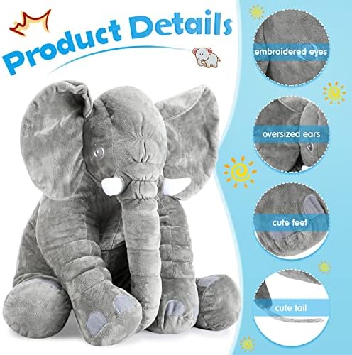 Yulejo Giant Gray Elephant Plush Toy for Kids