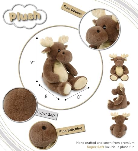 DolliBu Super Soft Moose Stuffed Animal 9 Inches