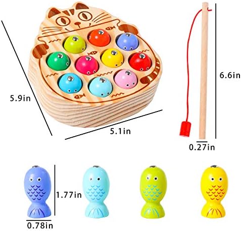 Montessori Magnetic Wooden Fishing Game for Toddlers