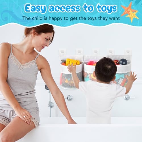 Satumho Bath Toy Storage Organizer for Tub White