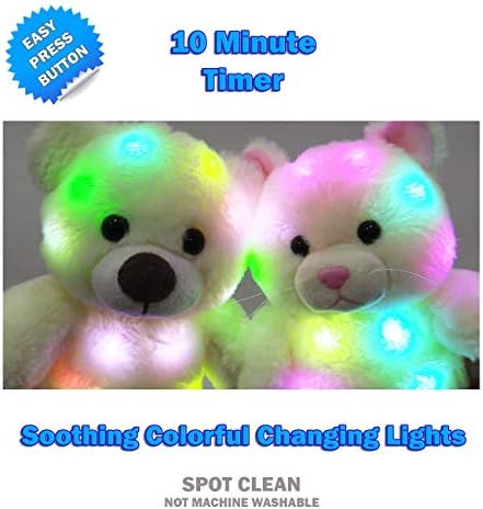 The Noodley LED Light Up Stuffed Animal Sleep Toy - 12 Inch White