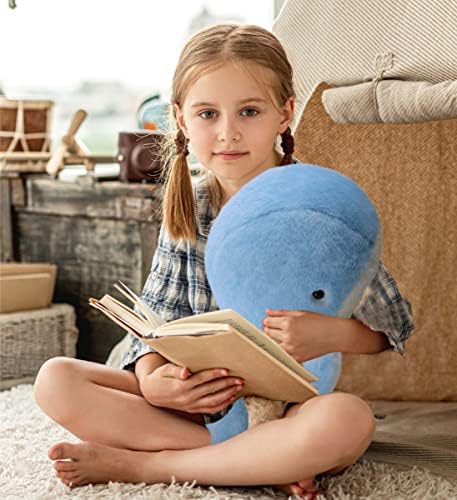 DolliBu Plush Whale Toy - Soft Blue 13 Inch Huggable Stuffed Animal