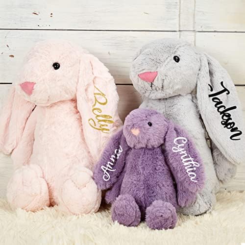 Flycalf Personalized Valentines Bunny with Embroidered Name