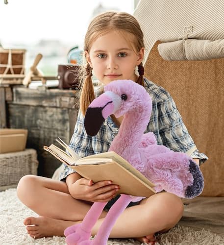 DolliBu Flamingo Plush Stuffed Animal - 8 Inch Huggable