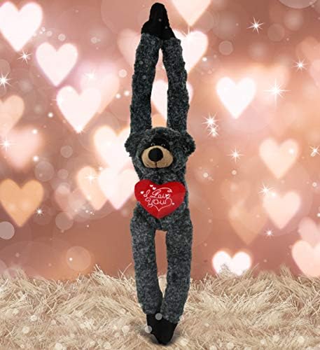 DolliBu I Love You Valentine Black Bear Plush - 21 Inches