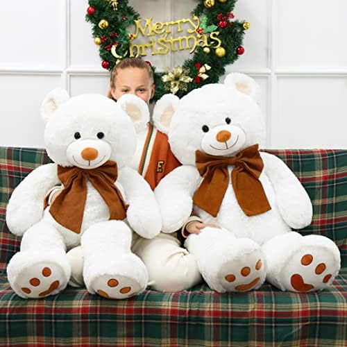 MorisMos 40 Inch White Teddy Bear Plush Toy