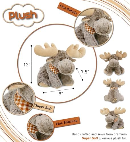 DolliBu Floppy Moose Plush - 12 Inch Huggable Toy