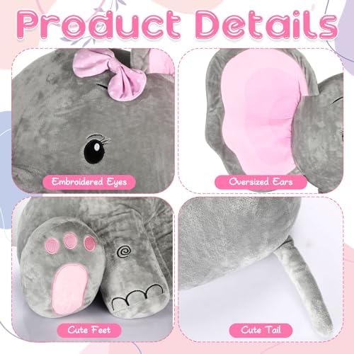 Jenaai 24 Inch Giant Plush Elephant for Kids