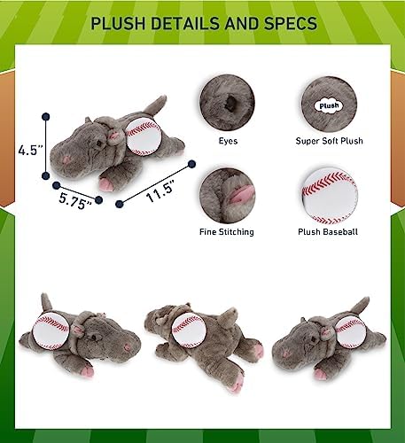 DolliBu Hippo Plush with Baseball - 115 Inches