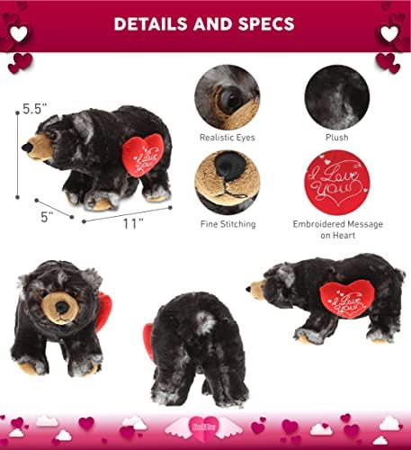 DolliBu Personalized Valentine Wild Black Bear Plush Toy