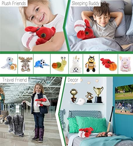 DolliBu Big Eye Lobster Stuffed Animal with Baseball