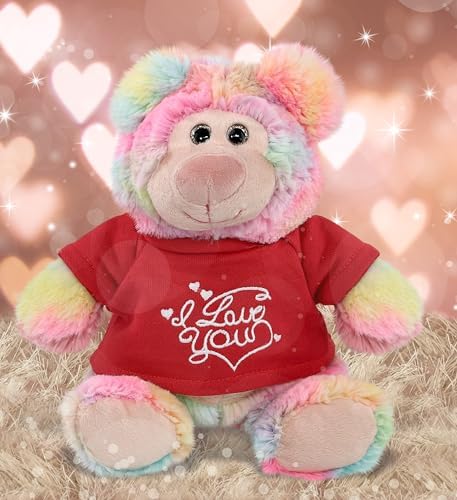 DolliBu I Love You Rainbow Bear Plush - 9 Inches