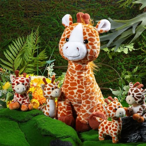 Honoson 5 Pcs Giraffe Plush Set with Babies