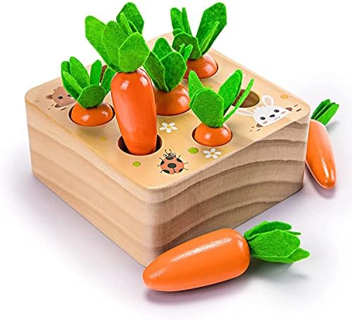 Ancaixin Wooden Carrot Harvest Toy for 6-12 Month Babies