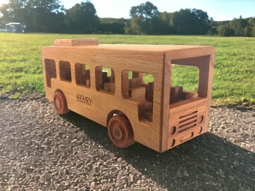 Personalized Wooden School Bus Toy for Toddlers