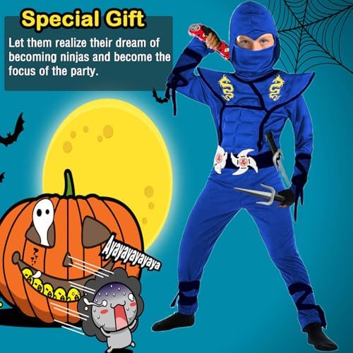 SATKULL Kids Ninja Costume Set Halloween Cosplay with Accessories