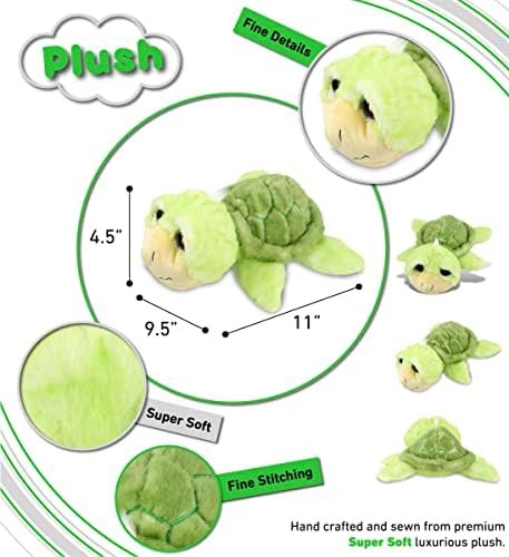 DolliBu 11 Inch Plush Sea Turtle - Huggable Cuddle Toy for Kids Adults