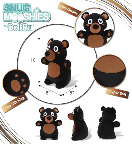 DolliBu Snug-Mooshies Standing Black Bear Plush - 10 Inches