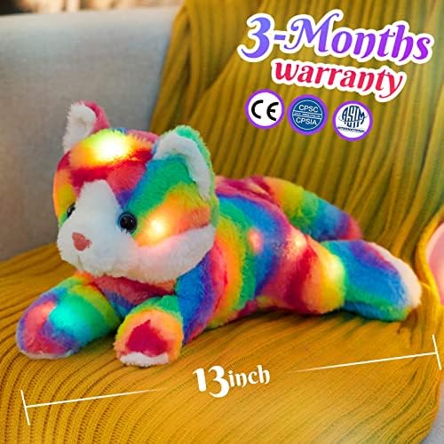Glow Guards 13 Rainbow Cat Plush Toy with LED Night Light