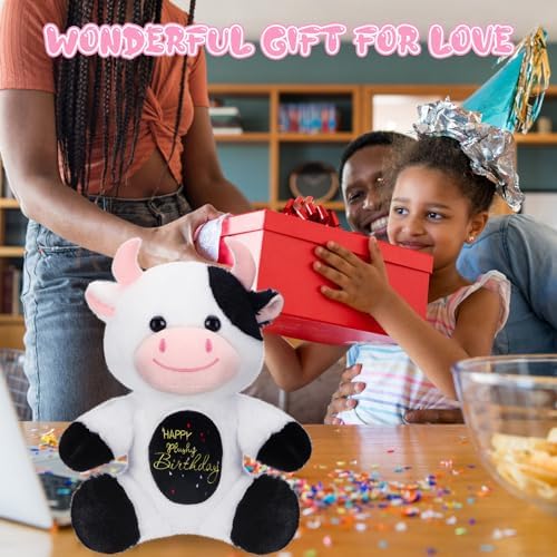HyDren 98 Inch Happy Birthday Cow Plush Toy
