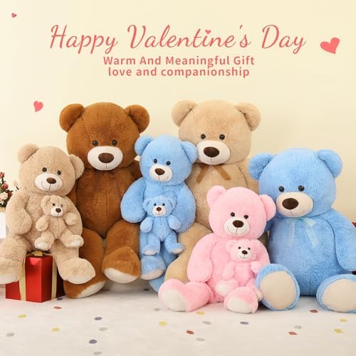 Tezituor Giant Stuffed Animal 39in Brown Teddy Bear Mommy With Baby