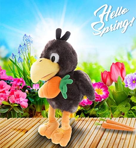 DolliBu Happy Easter Super Soft Plush Sitting Crow with Carrot
