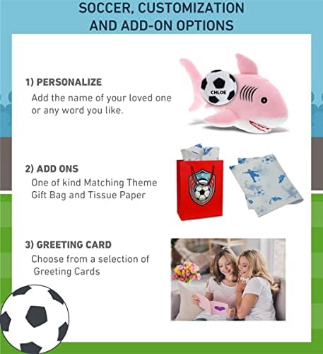 DolliBu Pink Shark Plush with Soccer Ball - 12 Inches