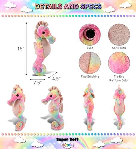 Dolli Bu Rainbow Seahorse Plush Toy - 15 Inches
