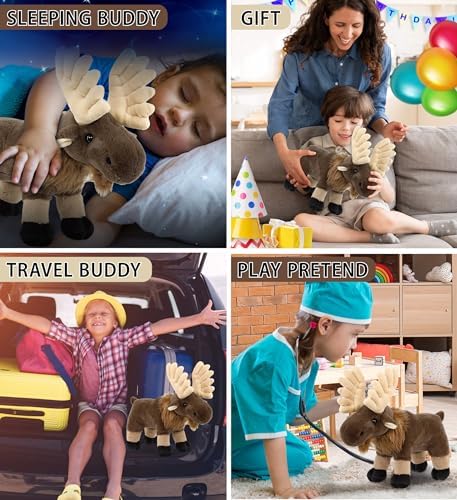 DolliBu Standing Moose Plush Toy - 8 Inches