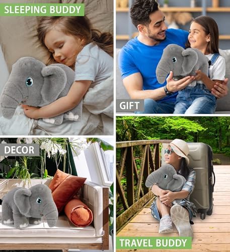 DolliBu Elephant Eco-Friendly Plush Toy 14 Inch Huggable Soft Playtime Stuffed Animal