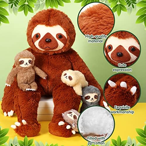 Kasyat 5 Pcs Sloth Plush Toy Set - Brown