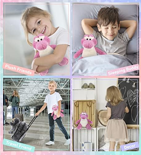 DolliBu Plush Alligator Toy - 10 Inch Soft Huggable Sitting Pink Plush