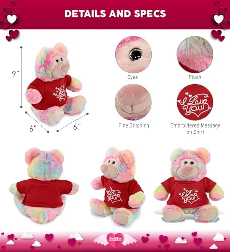 DolliBu I Love You Rainbow Bear Plush - 9 Inches