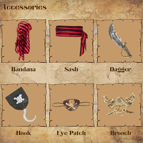 Kosgraiy Kid Pirate Costume with Accessories