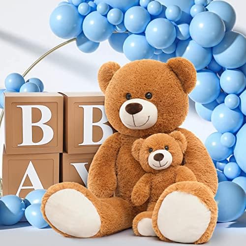 Tezituor Giant Stuffed Animal 39in Brown Teddy Bear Mommy With Baby