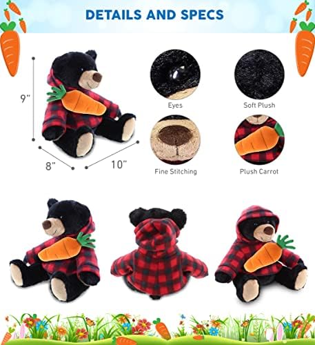 DolliBu Personalized Easter Black Bear Plush with Carrot