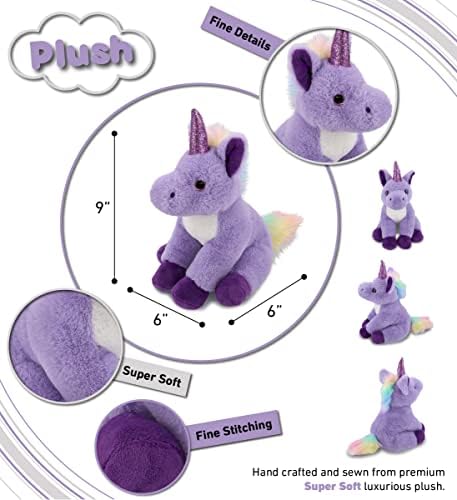 DolliBu Plush Purple Unicorn - 9 Inches Huggable Toy