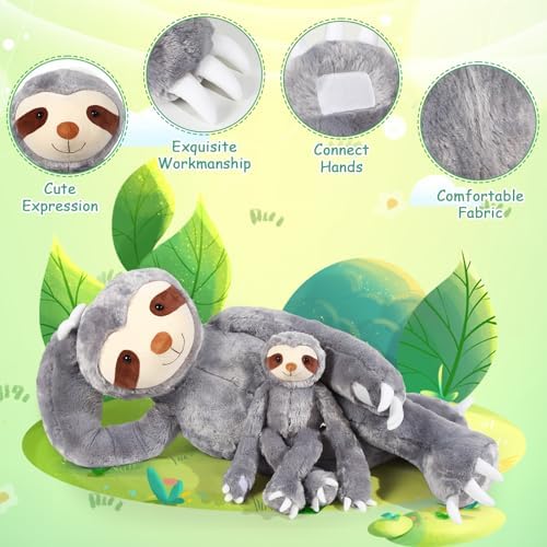 Libima 2 Pcs Large Sloth Plush Toy Set 40in and 18in